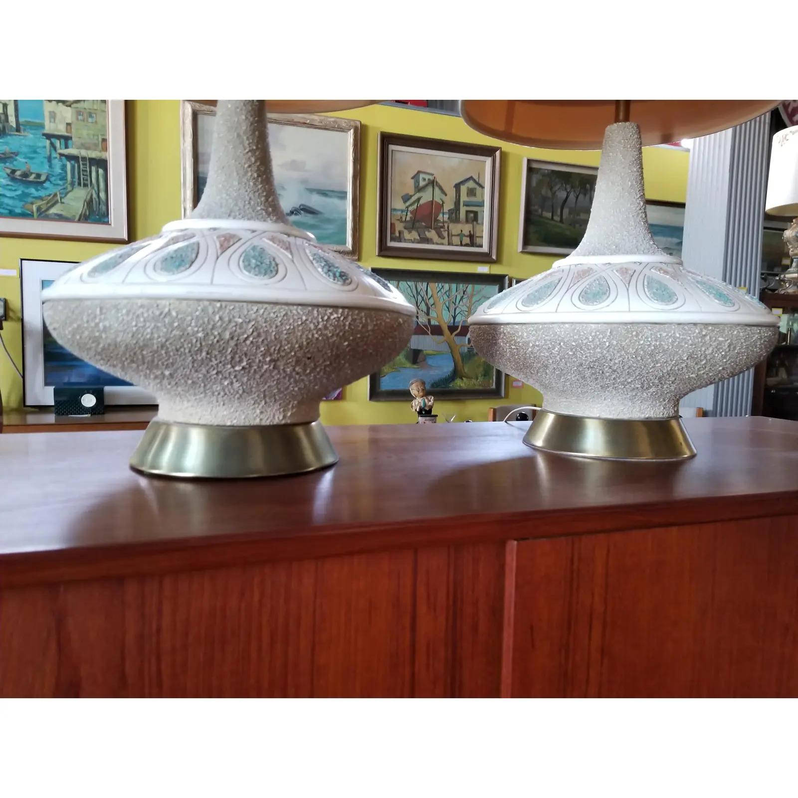 20th Century Quartite Creations Mid-Century Modern Lamps, a Pair