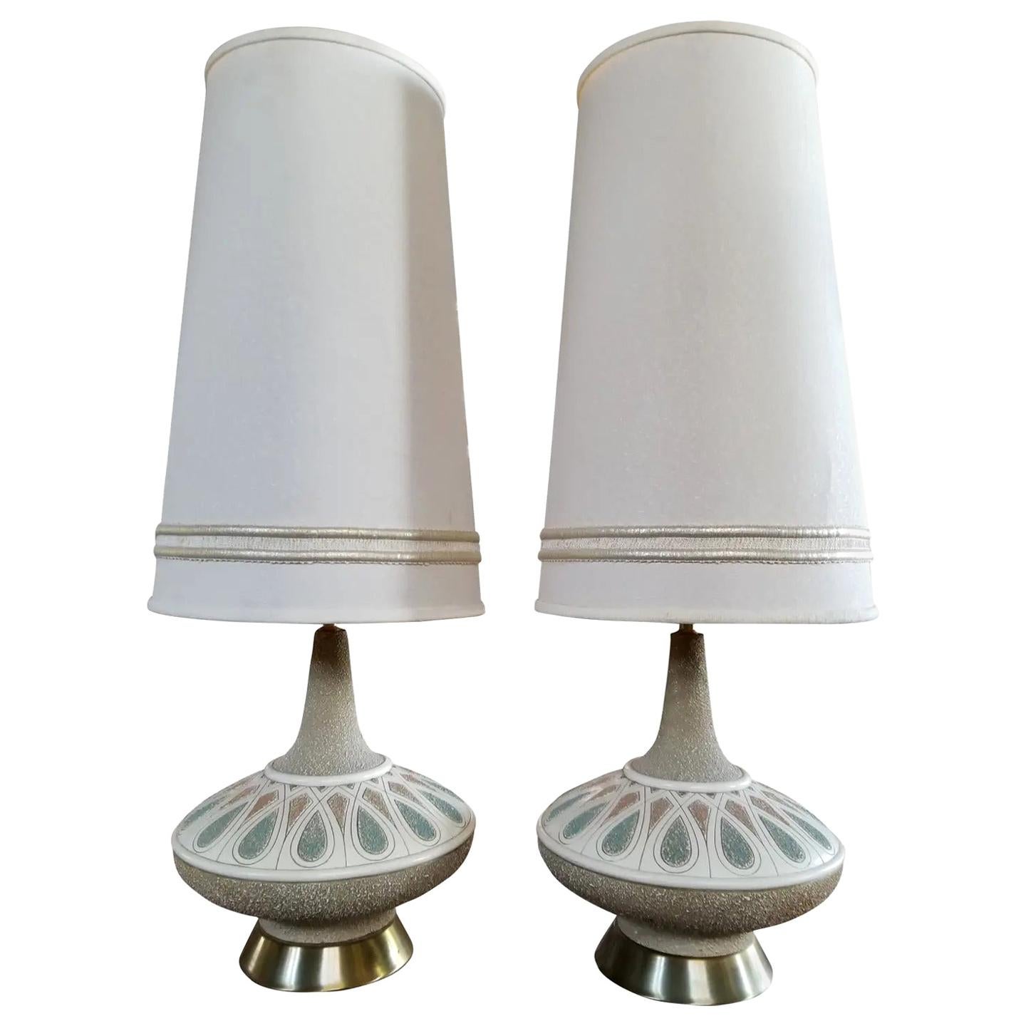 Quartite Creations Mid-Century Modern Lamps, a Pair