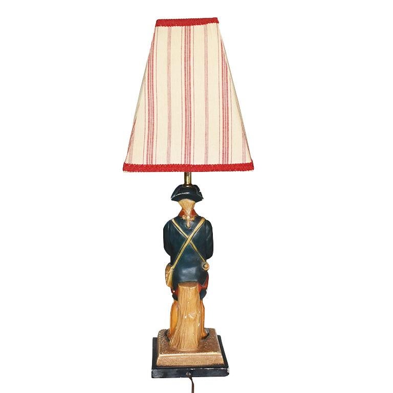 Quartite Creative Corp 1960s Revolutionary War Soldier Lamps with Shade, a Pair In Good Condition In Oklahoma City, OK