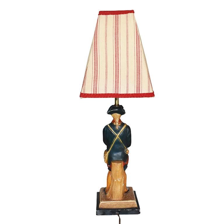 Metal Quartite Creative Corp 1960s Revolutionary War Soldier Lamps with Shade, a Pair