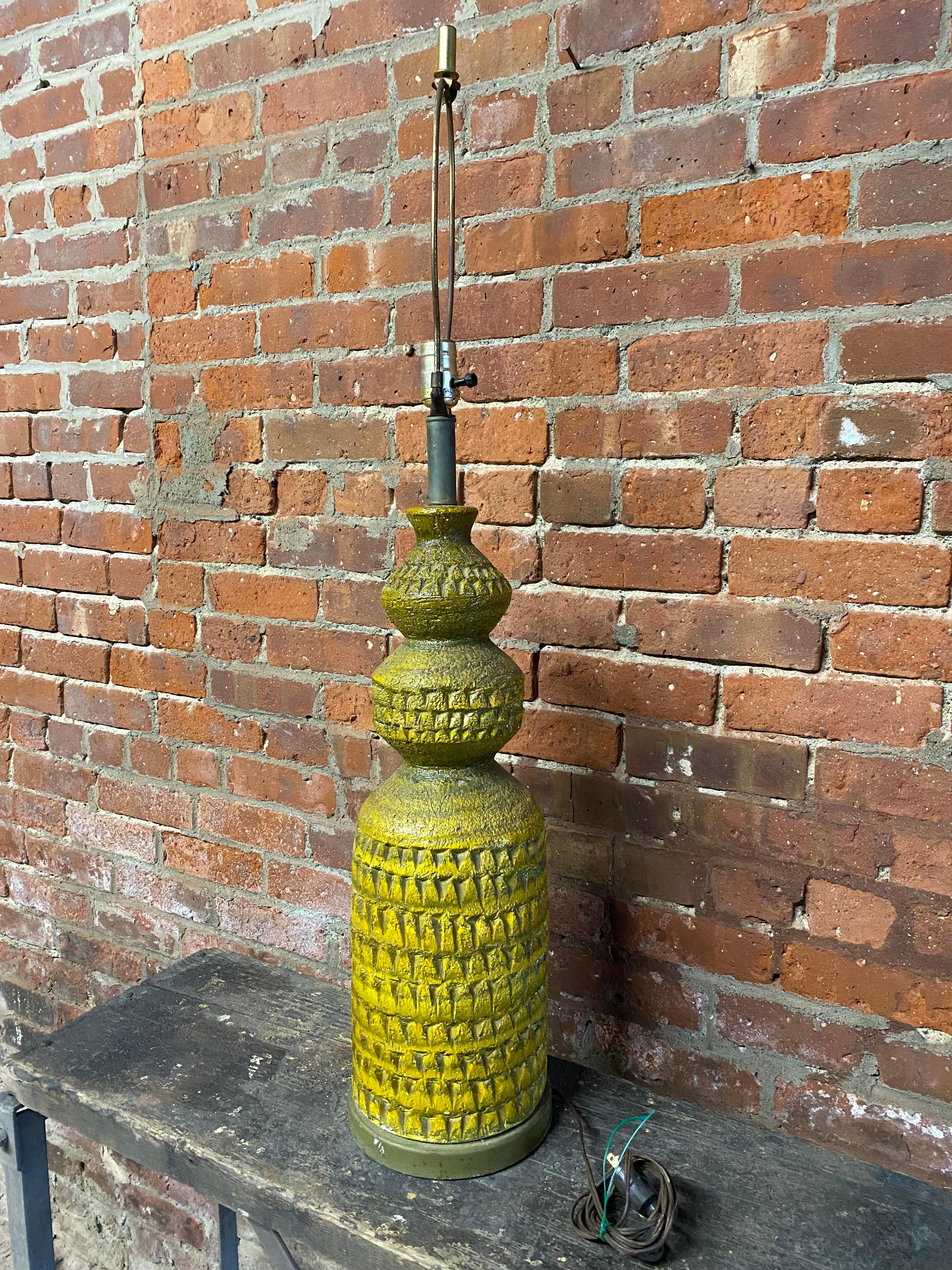 Mid-Century Modern Quartite Creative Corporation Yellow Brutalist Table Lamp