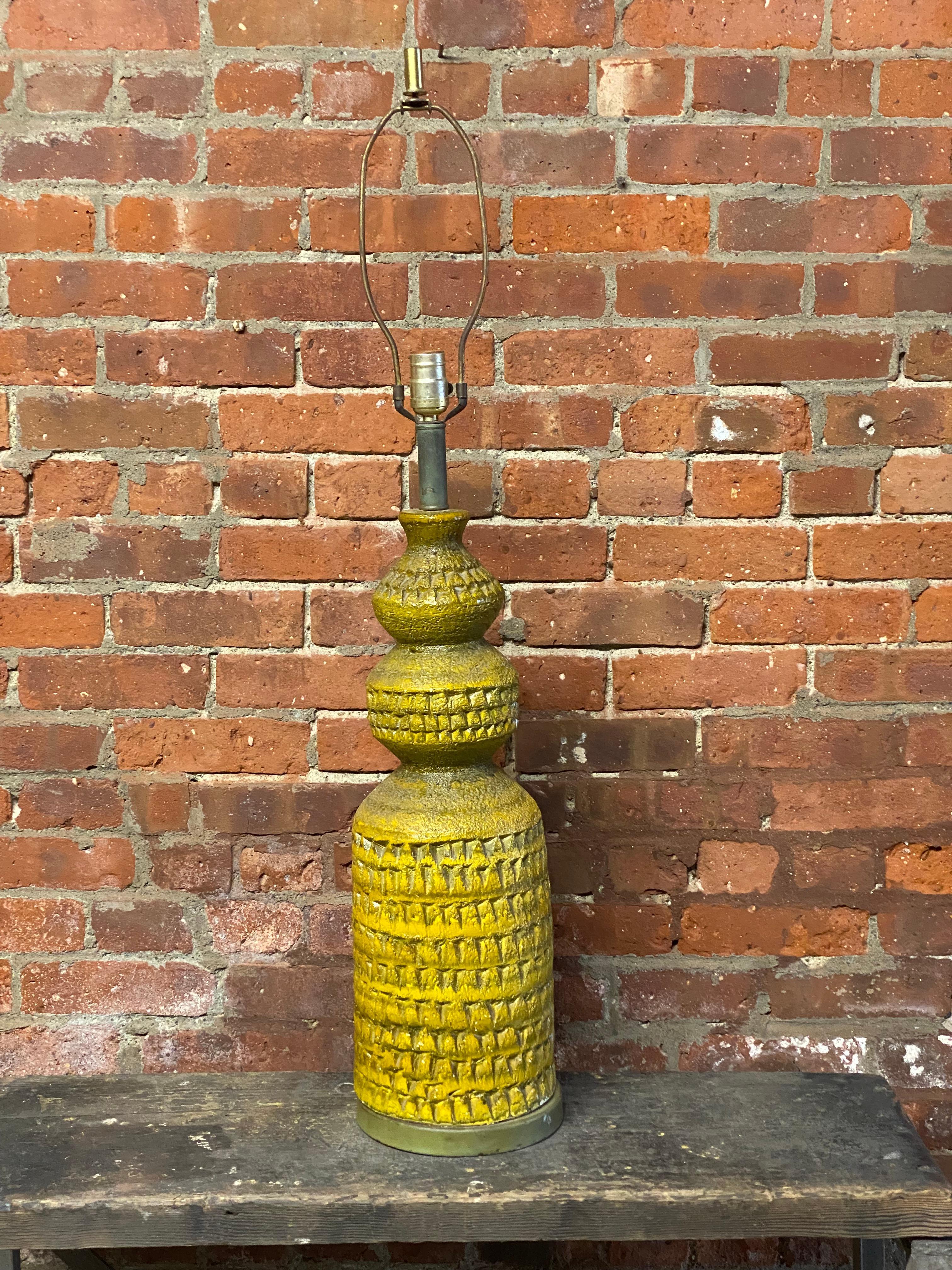 American Quartite Creative Corporation Yellow Brutalist Table Lamp