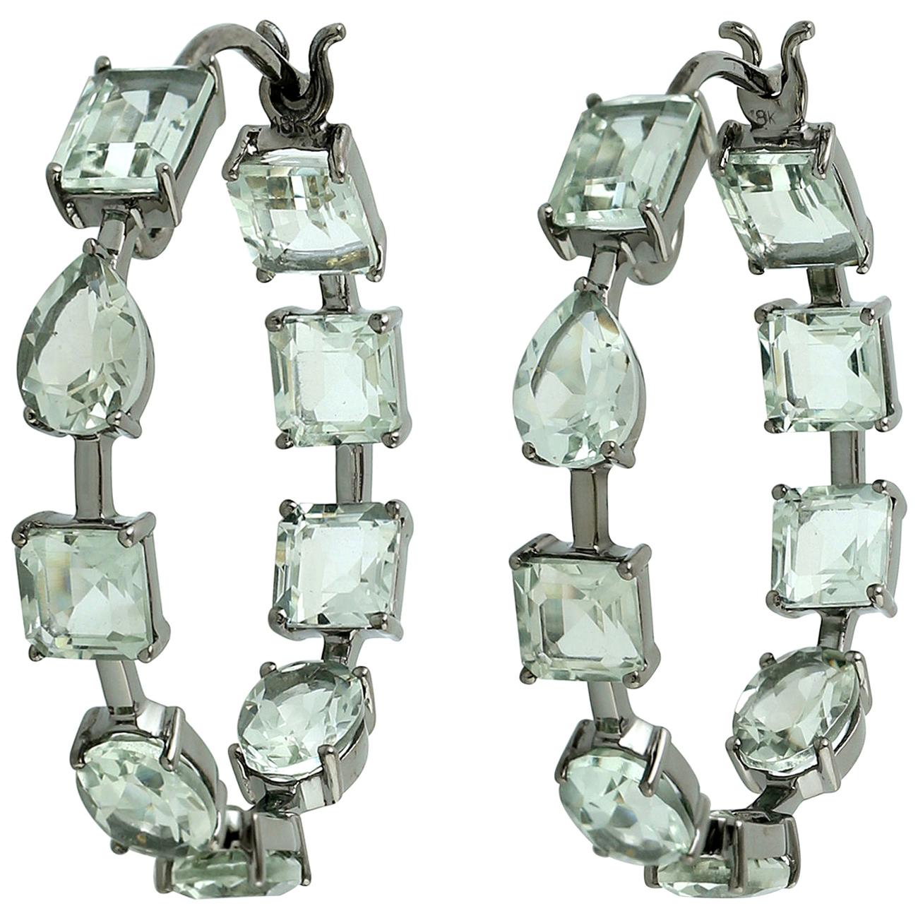 Quartz 14 Karat Gold Hoop Earrings