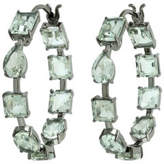 Boucles d'oreilles cerceau en or 18 carats et quartz