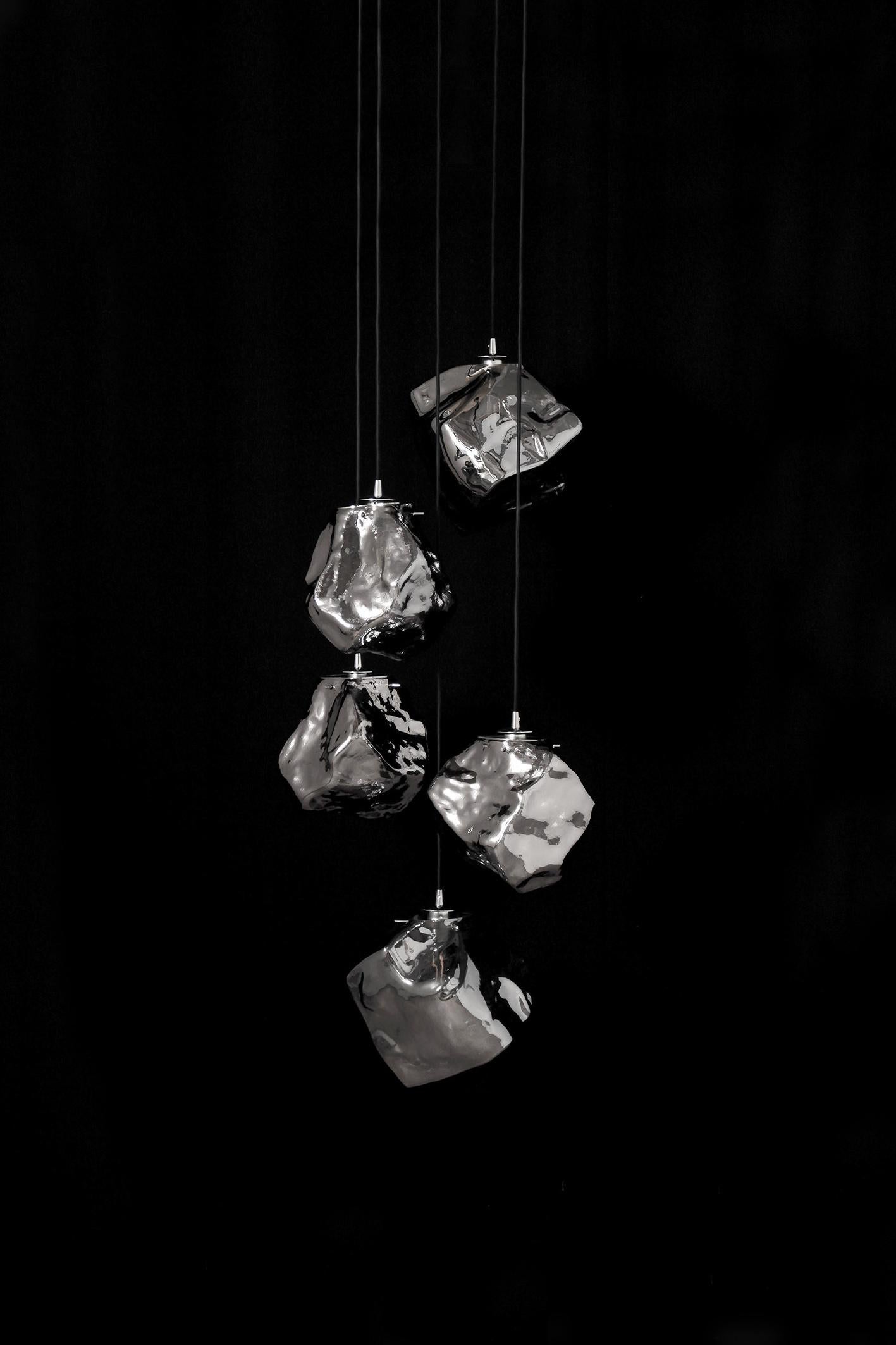 Moulé Quartz 5 Lights Glass Pendant en vente