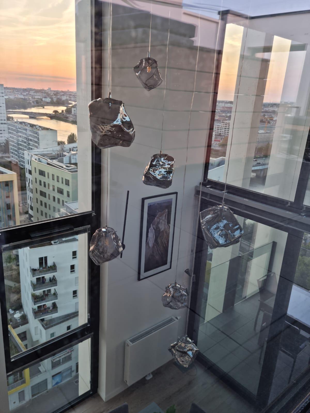 Quartz 5 Lights Glass Pendant en vente 1