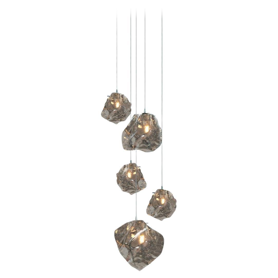 Quartz 5 Lights Glass Pendant en vente