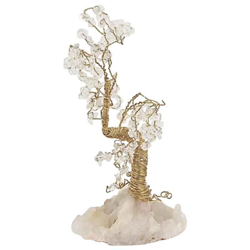 Quartz and Crystal Wire Tree Sculpture