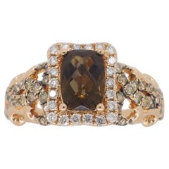 Quartz and Diamond Ring in 14 Karat Rose Gold