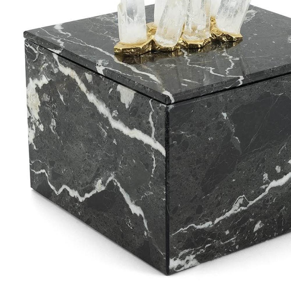 italien Boîte carrée en quartz et marbre en vente