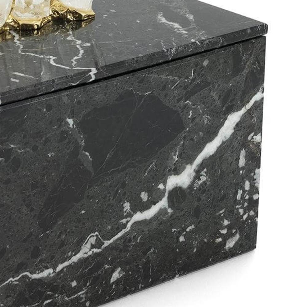 Blackened Quartz and Marble Square Box For Sale