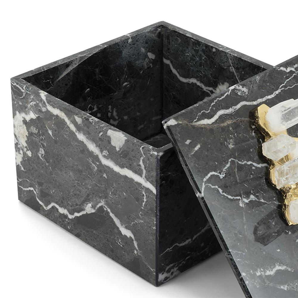 Quartz and Marble Square Box In New Condition For Sale In Paris, FR