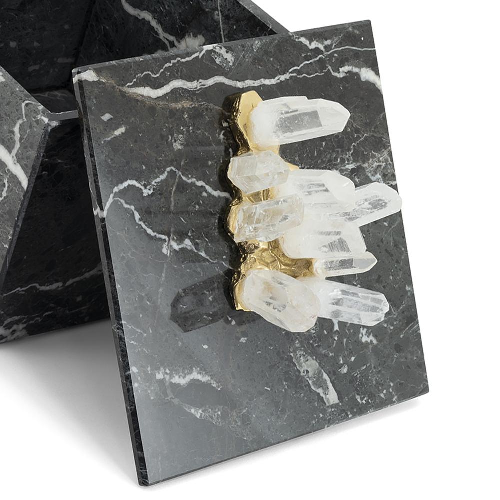 XXIe siècle et contemporain Boîte carrée en quartz et marbre en vente