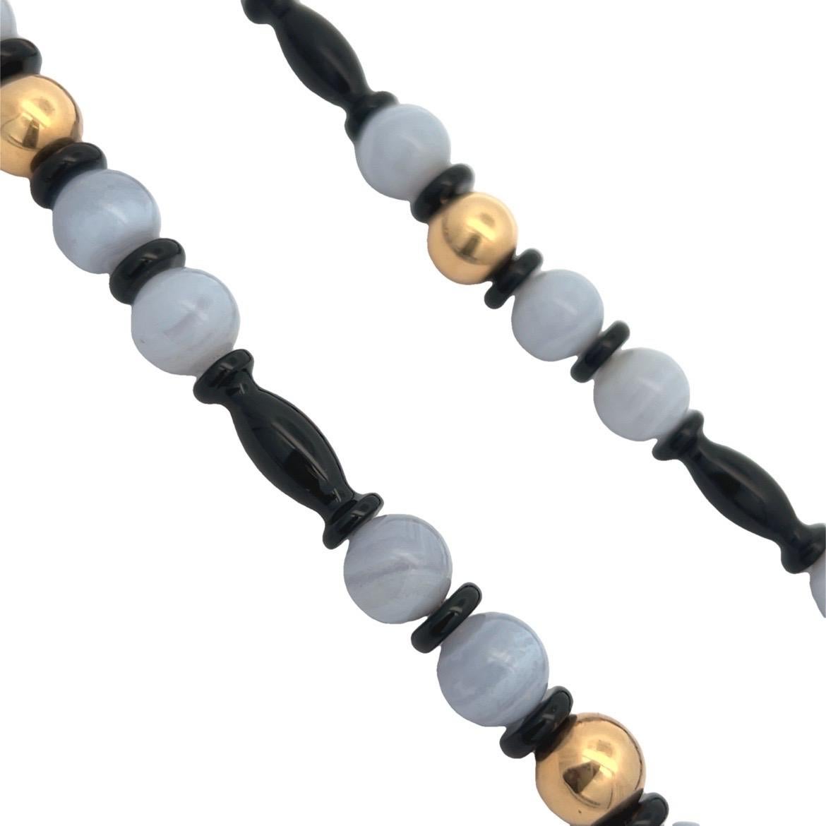 Collana di quarzo e onice con perline in vendita 1