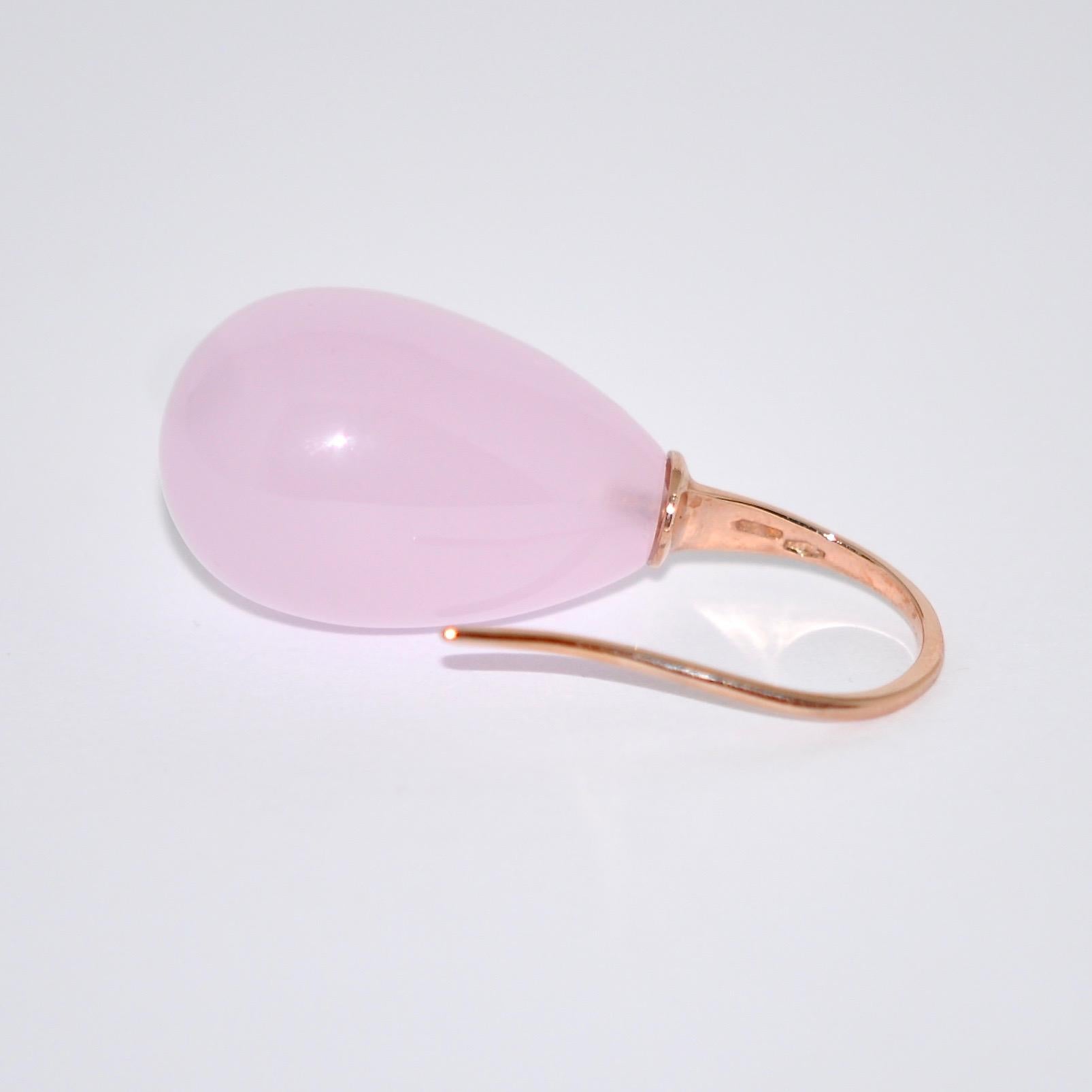 Quartz and Rose Gold 18 Karat Drop Earrings In New Condition In Vannes, FR
