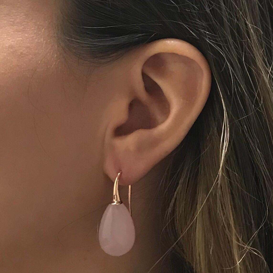 Quartz and Rose Gold 18 Karat Drop Earrings 1