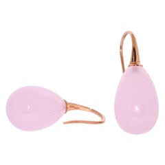 Quartz and Rose Gold 18 Karat Drop Earrings