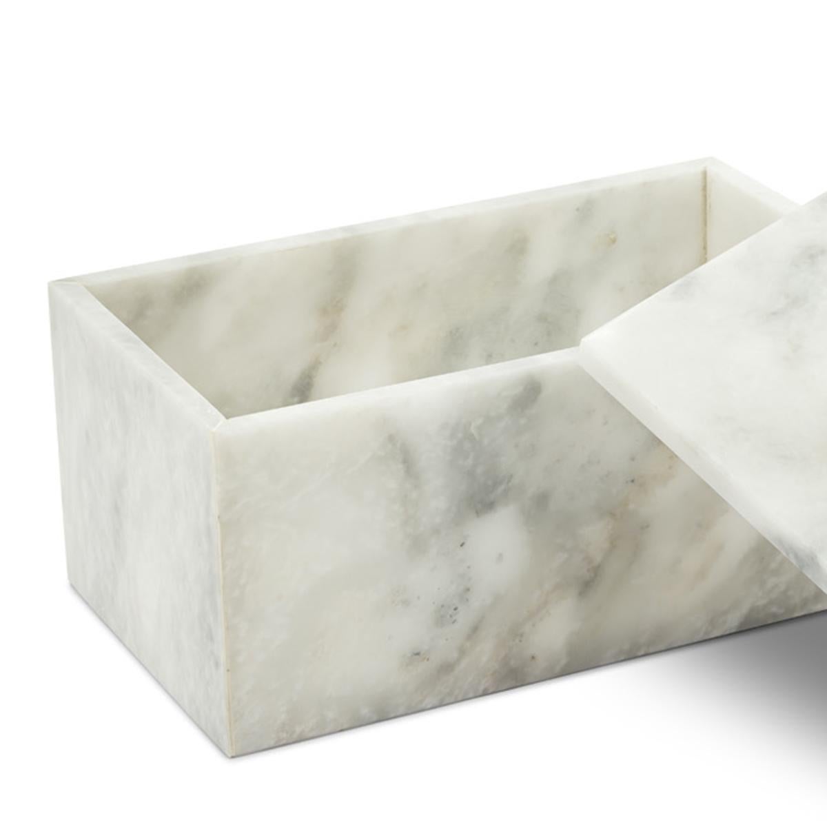 italien Boîte en quartz et marbre blanc
