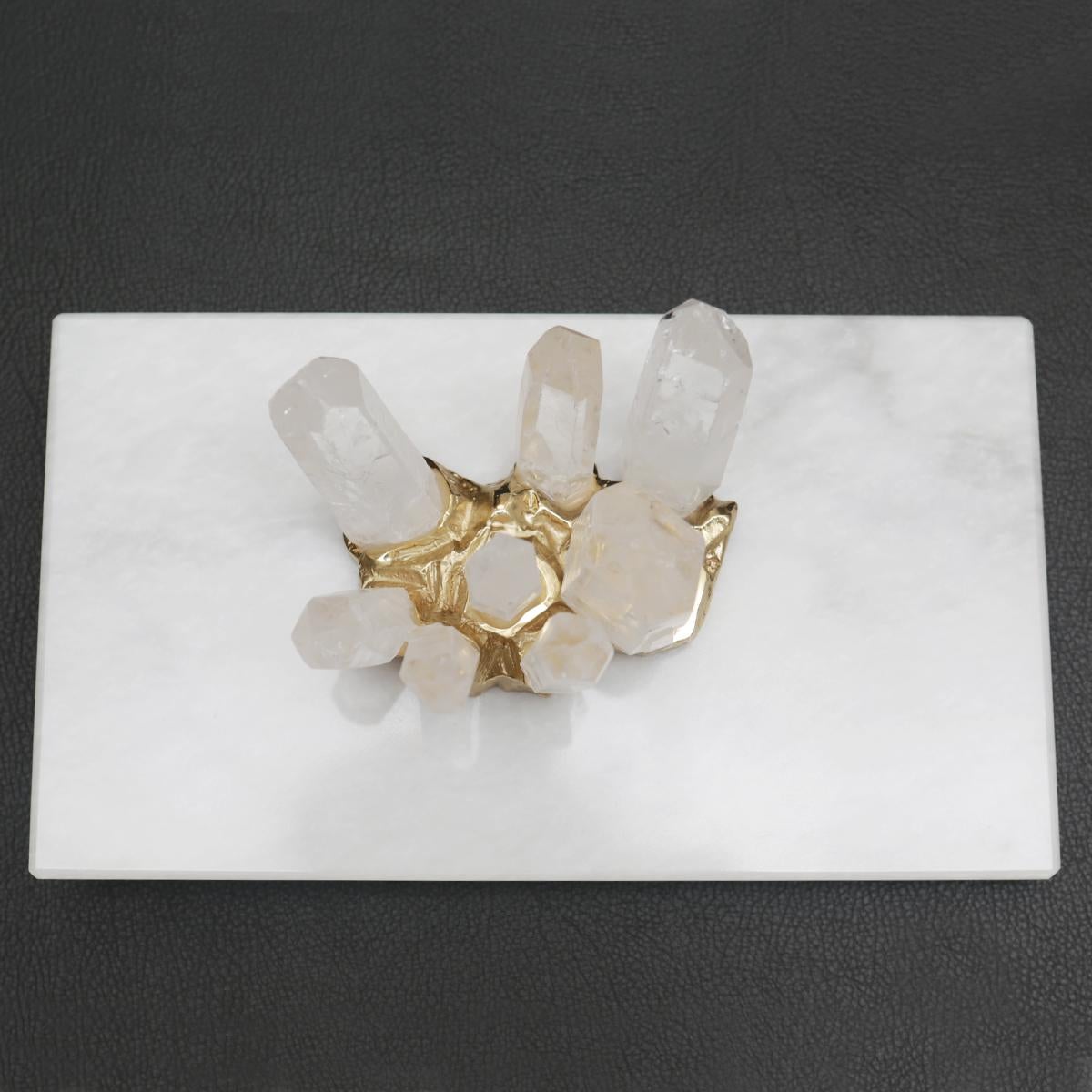 Carved Quartz and White Marble Box