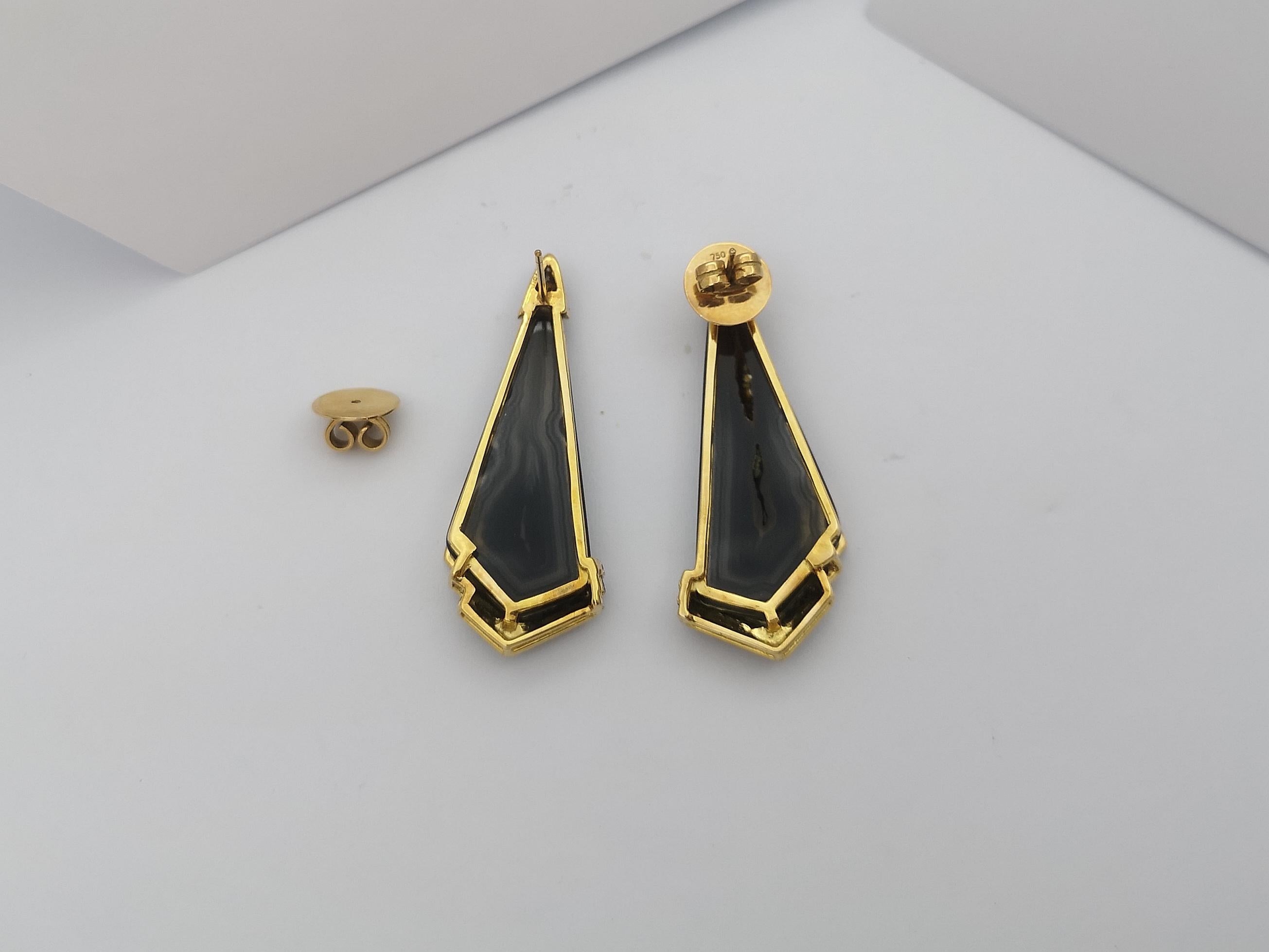 Quartz, Brown Diamond and Diamond Earrings Set in 18 Karat Gold Settings For Sale 2
