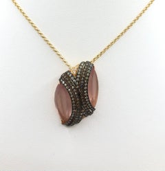 Quartz, Brown Diamond and Diamond Pendant Set in 18 Karat Rose Gold Settings