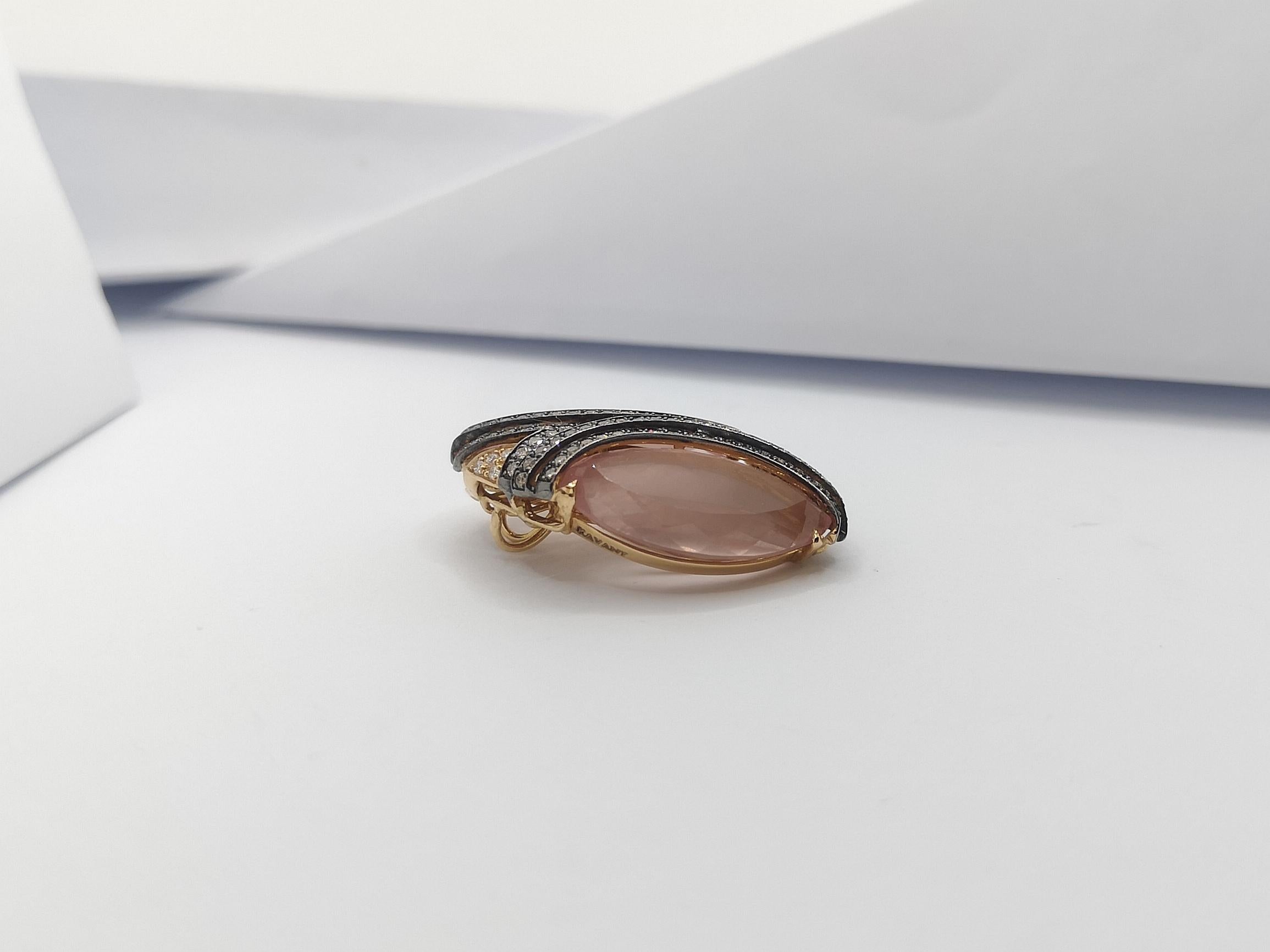 Quarz, brauner Diamant und Diamant-Anhänger in 18 Karat Roségoldfassung im Angebot 2