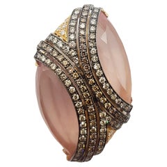 Quartz, Brown Diamond and Diamond Pendant Set in 18 Karat Rose Gold Settings