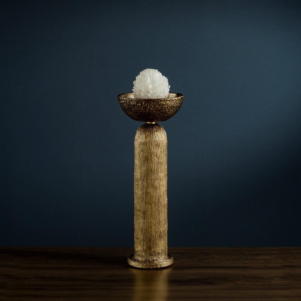 Quartz and Bronze Table Lamp by Aver
Dimensions: D 22 x H 62 cm
Materials: Natural rocks, high-quality cut crystals, jewelry chains, hand blown glass, other.
Also available: Matte black, rustic silver, oxidized graphite, and rustic bronze.

Inspired