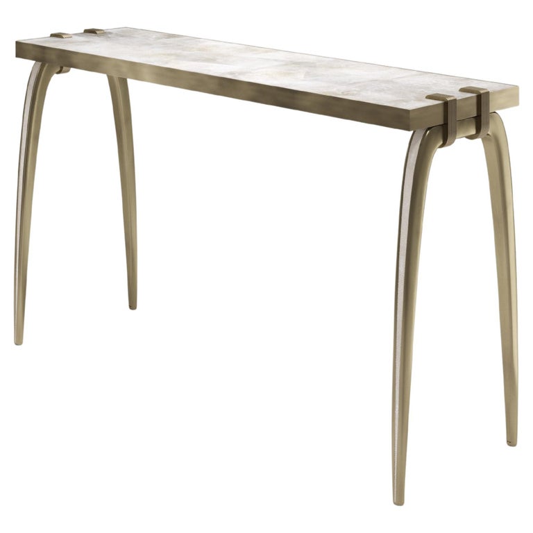 Quartz Console Table with BronzePatina Brass Details by R&Y Augousti For Sale at 1stDibs
