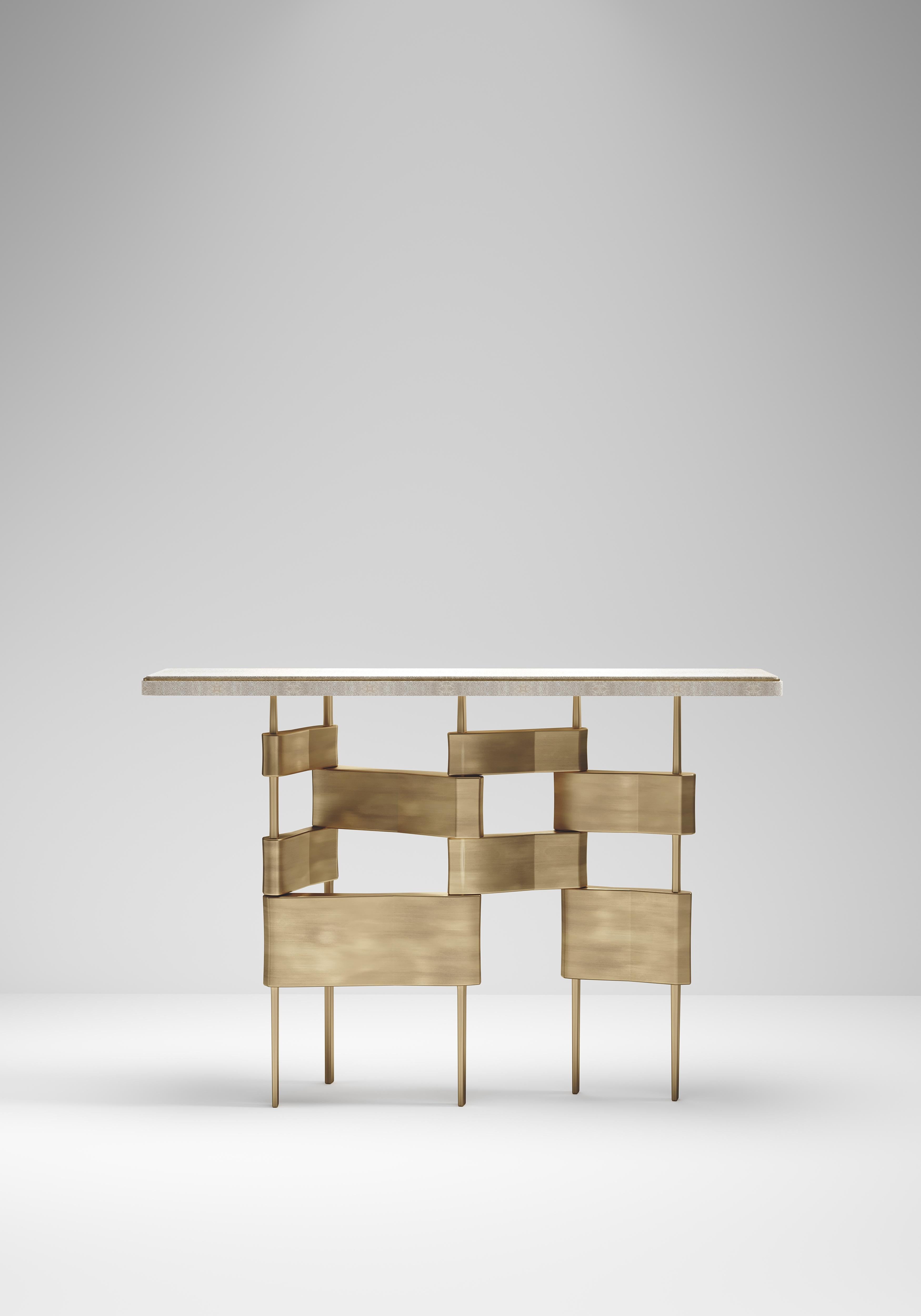 XXIe siècle et contemporain Table console en quartz avec détails en acier inoxydable poli de Kifu Paris en vente
