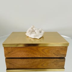 Quartz Crystal, Brass, and Oak Wood Decorative Box