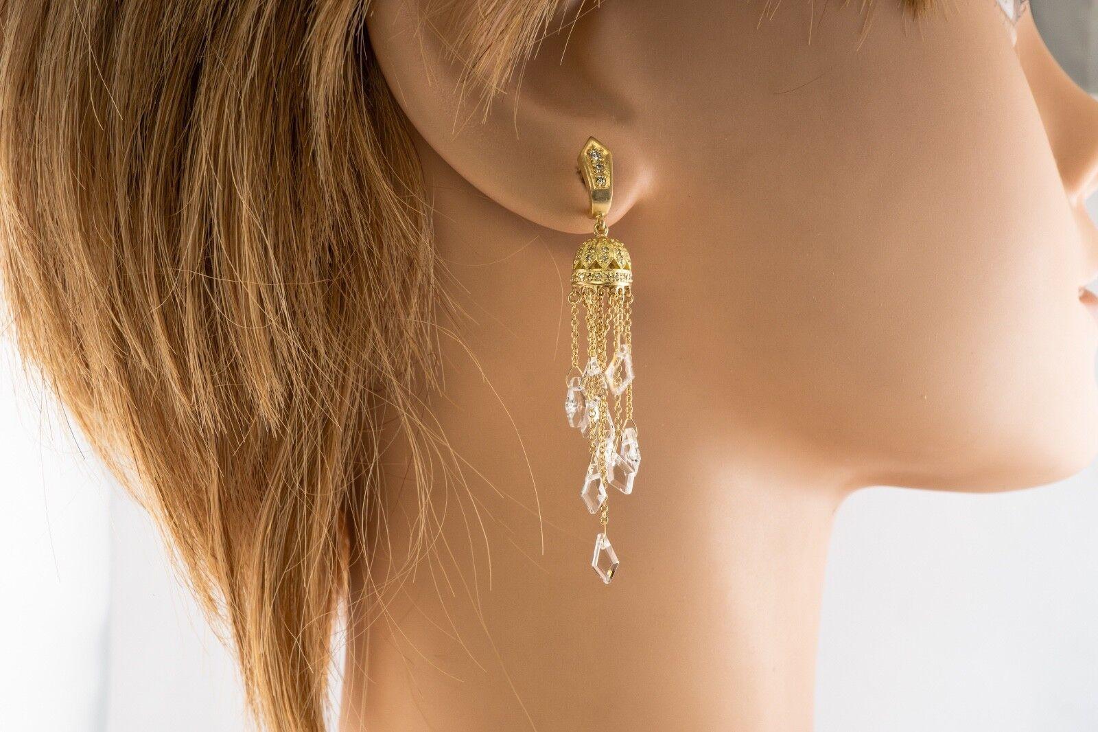 Quartz Crystal Herkimer  Earrings Dangle Drop Long In Good Condition In East Brunswick, NJ