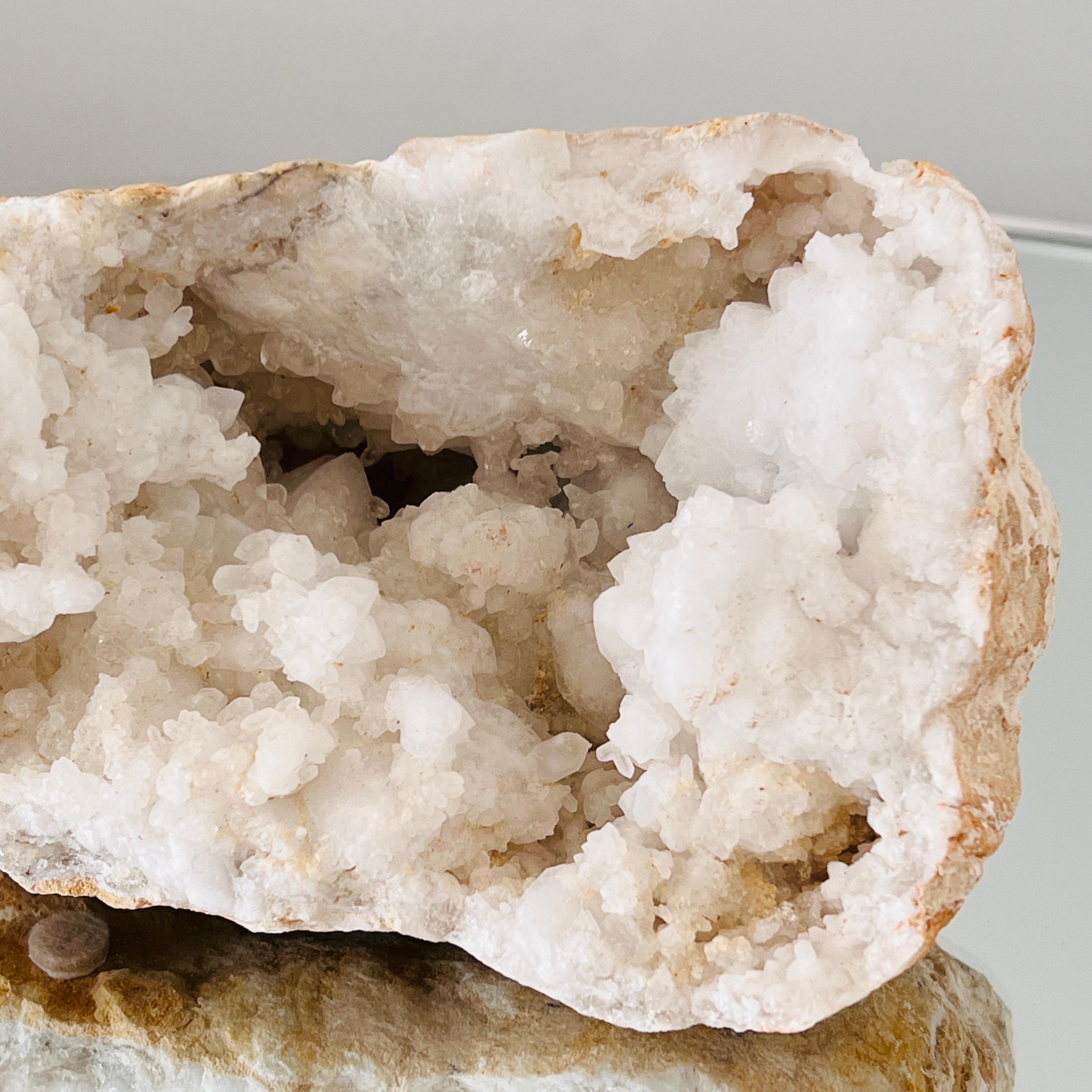 Hand-Carved Quartz Crystal Geode 