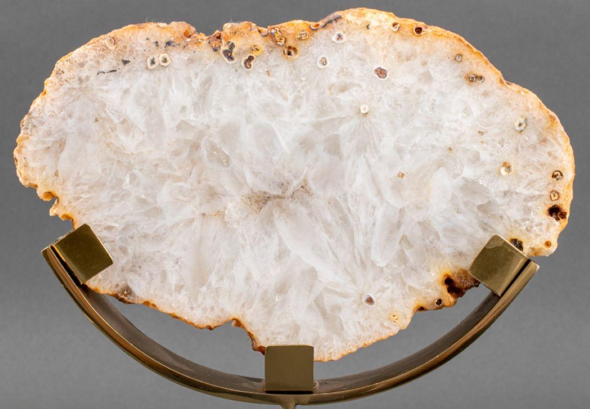 20th Century Quartz Crystal Mineral Specimen on Brass Stand For Sale