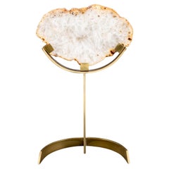 Quartz Crystal Mineral Specimen on Brass Stand
