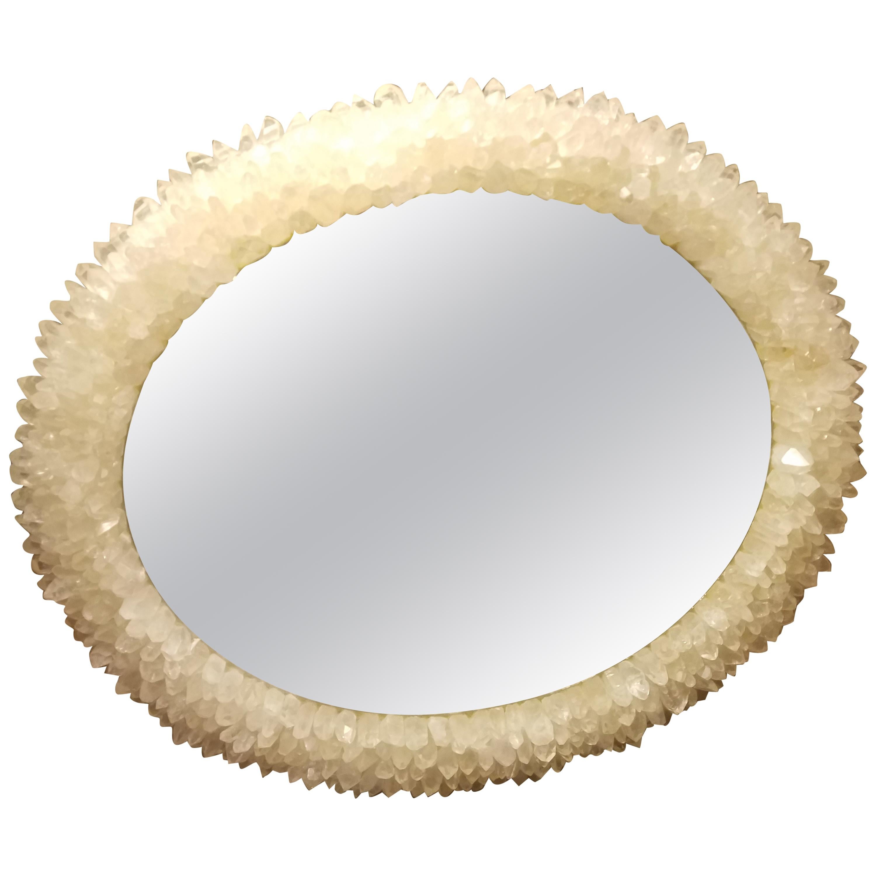 Quartz Crystal Round Mirror