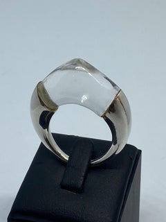 Modern Quartz Crystal Sugarloaf Ring in Sterling Silver