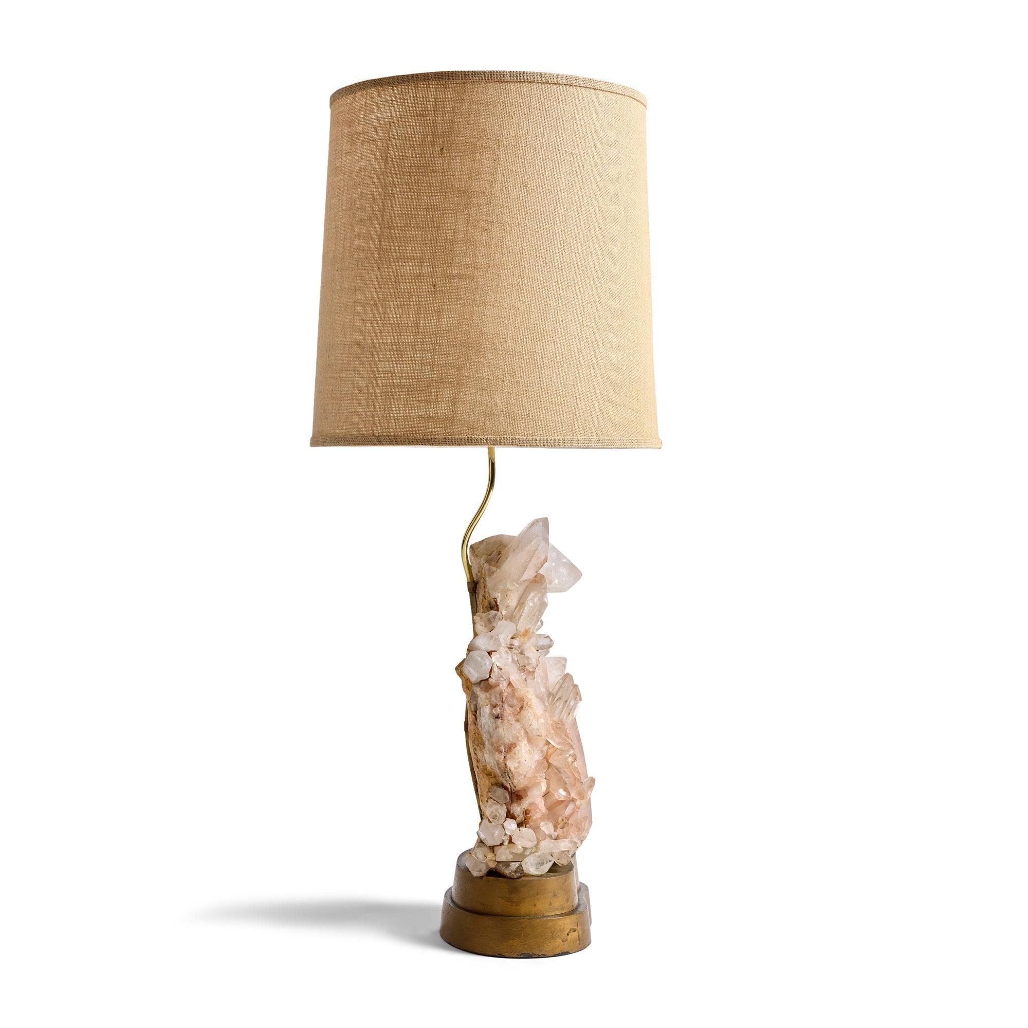 Quartz Crystal Table Lamp with a two step gilt base.