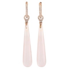 Boucles d'oreilles pendantes en quartz avec diamants en or rose 18k