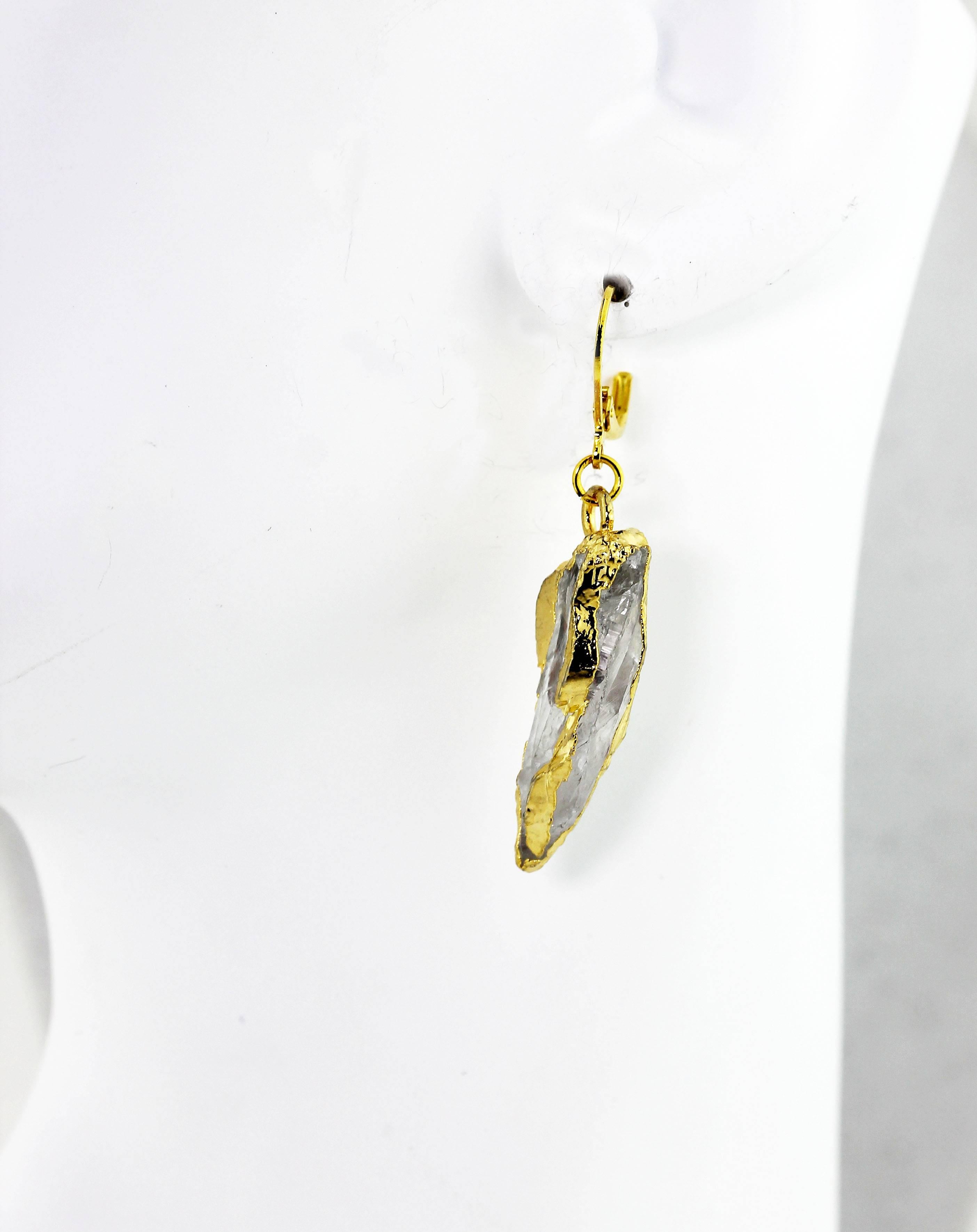 Women's AJD Glittering ARTISTIC Quartz Dangling Gold Plated Lever-back Earrings For Sale