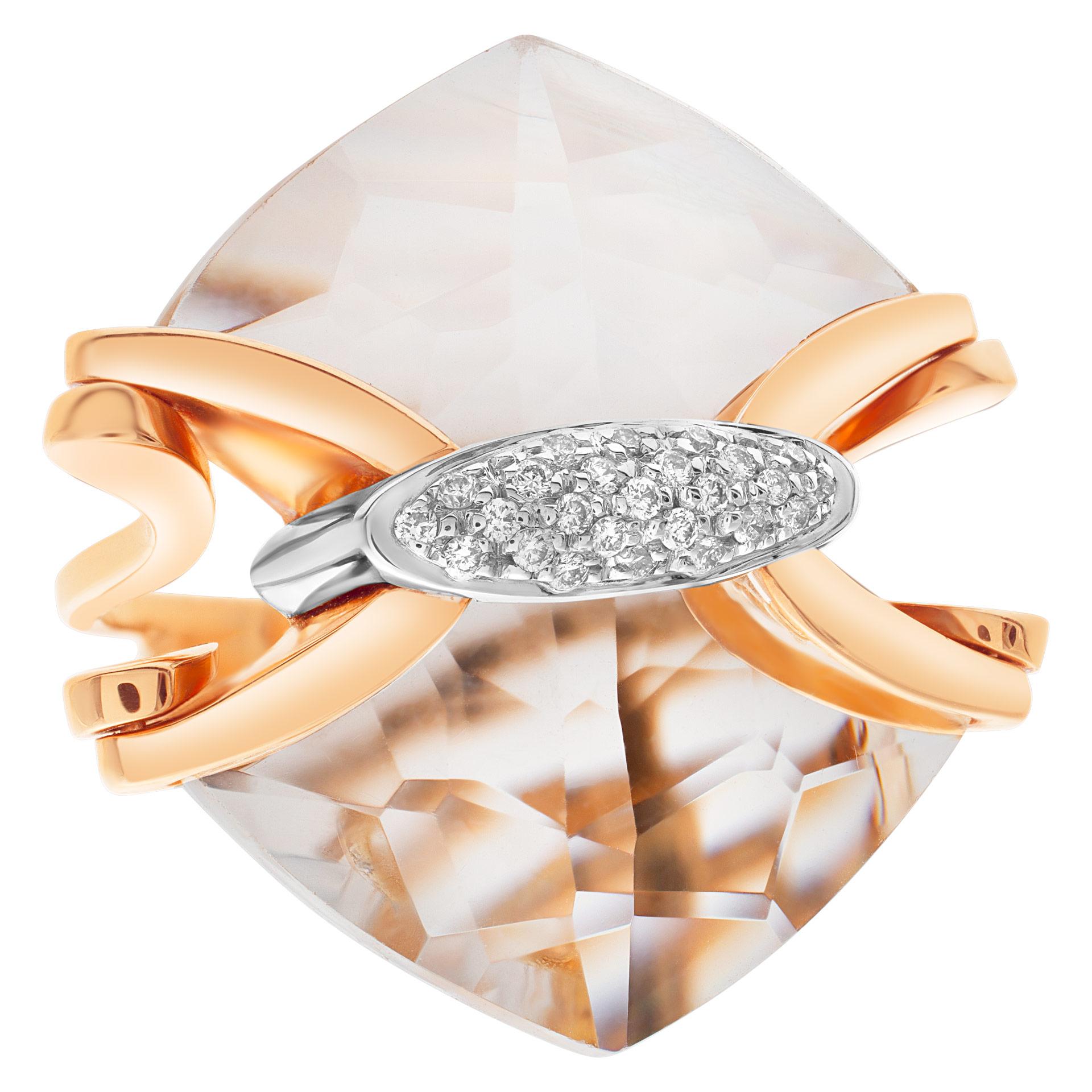 Modern Quartz & Diamonds Ring by Italian Designer 