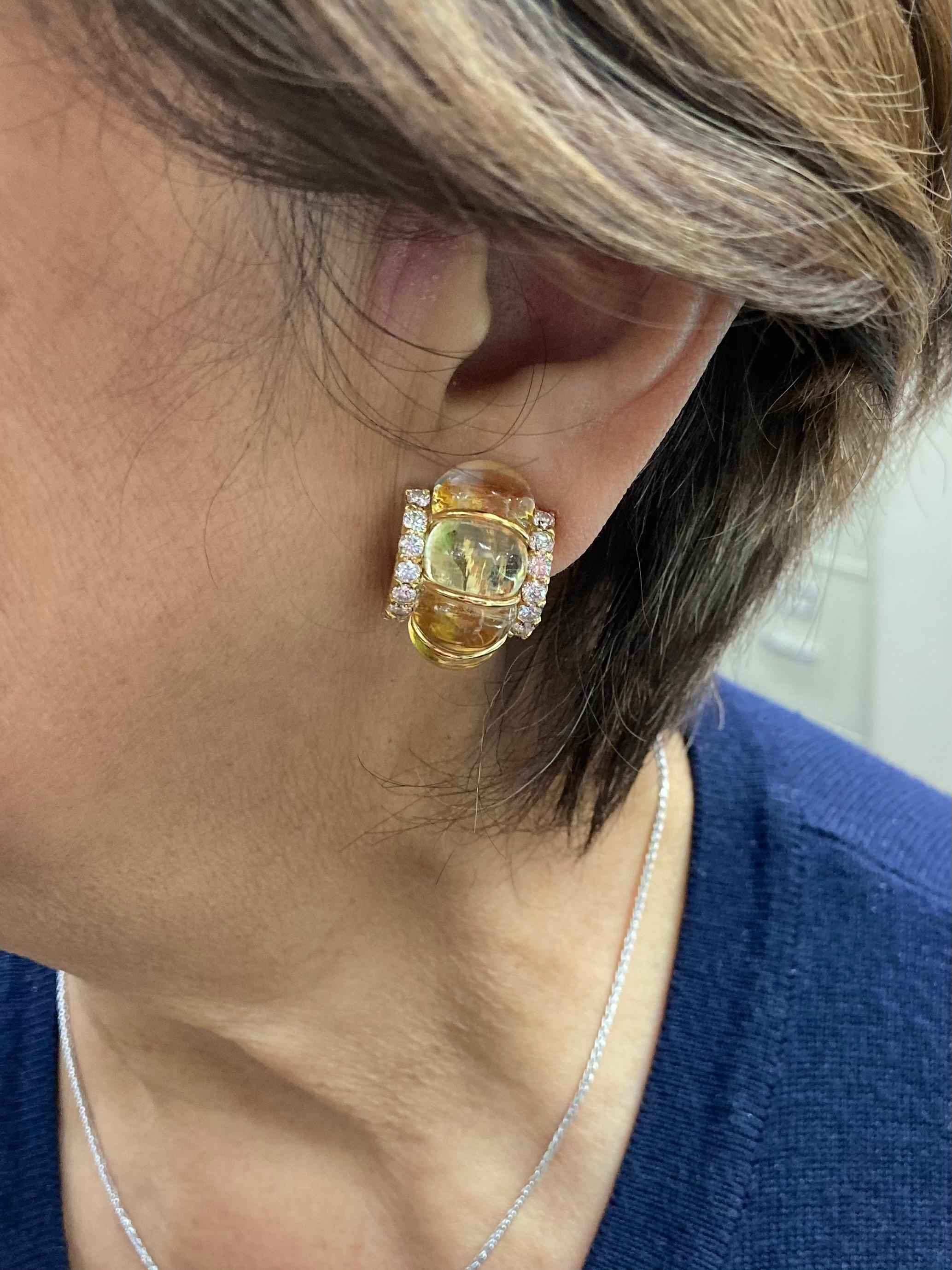Women's Quartz Diamonds Yellow Gold Half-Hoop Clip on Earrings