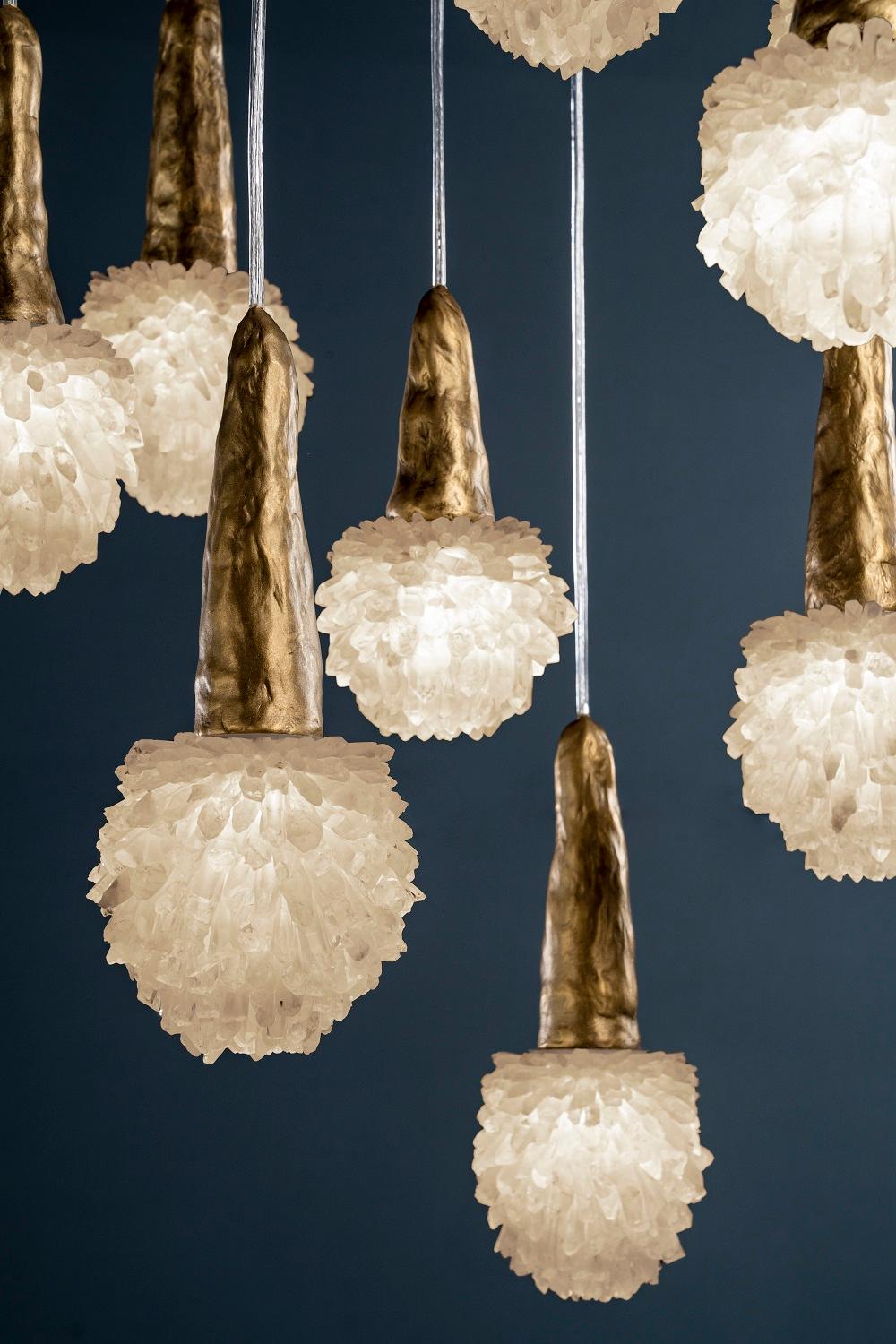 Post-Modern Quartz Pendant Light I by Aver For Sale