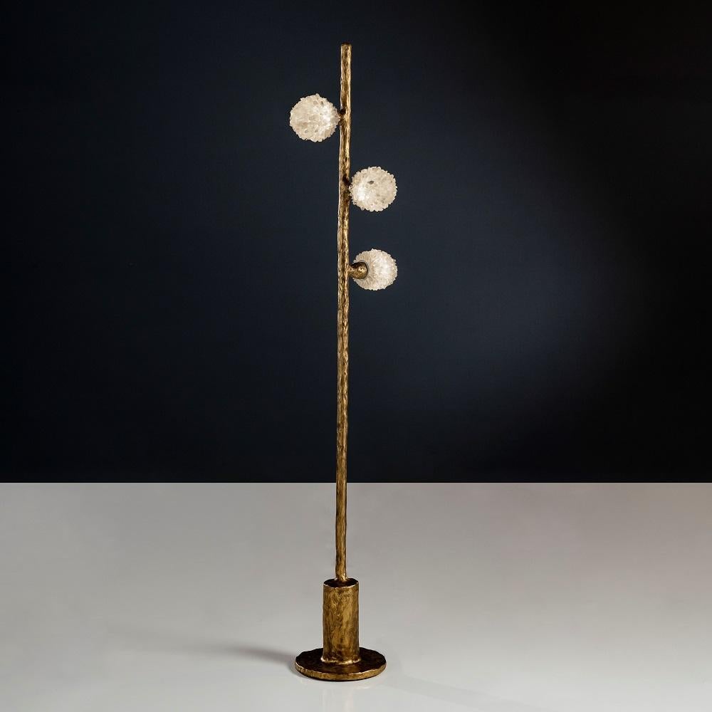 Quartz Floor Lamp II by Aver
Dimensions: W 27 x D 27 x H 172 cm
Materials: Natural rocks, high-quality cut crystals, jewelry chains, hand blown glass, other.
Also available: Matte black, rustic silver, oxidized graphite, and rustic bronze.

A series