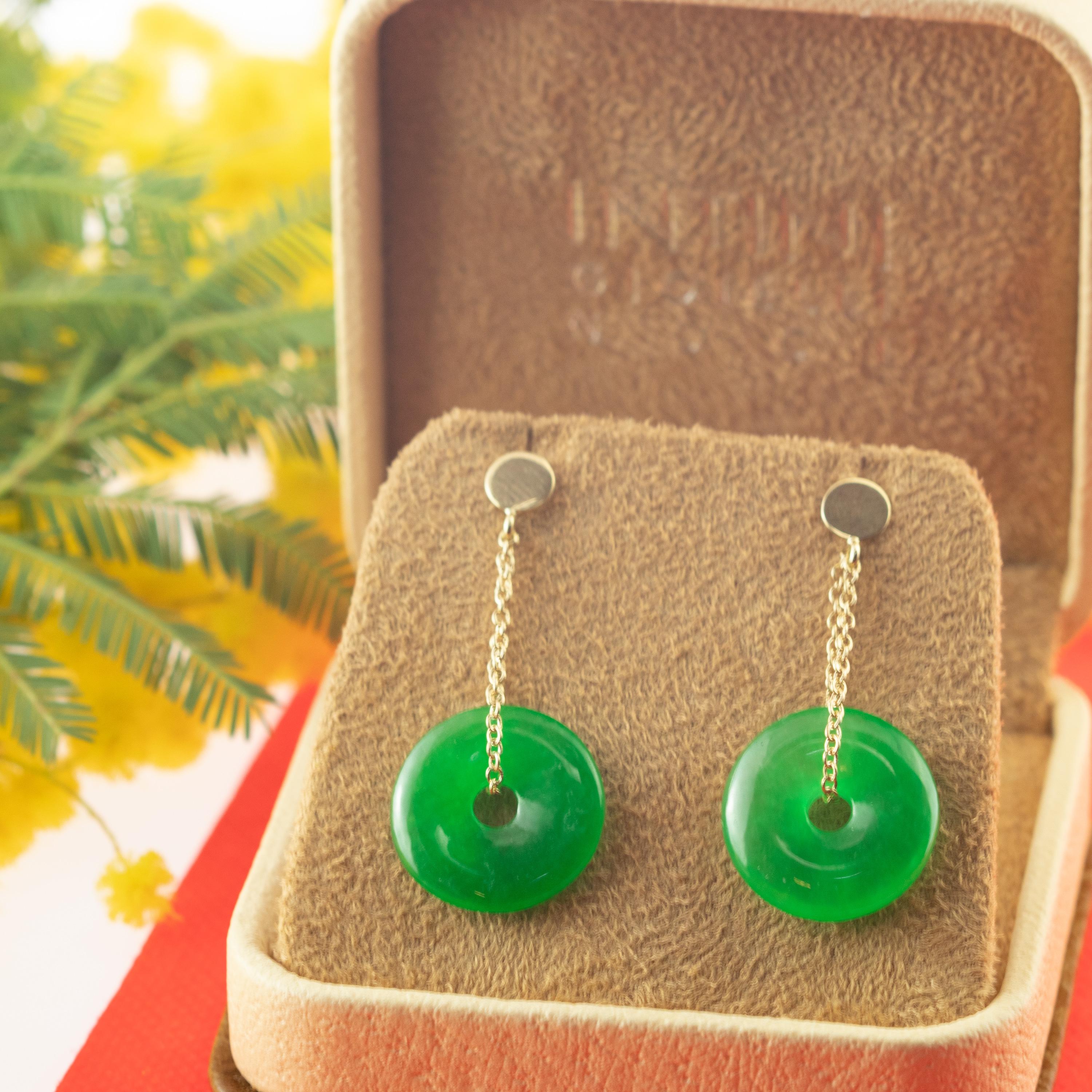 Orecchini fatti a mano in quarzo Greene & Greene, oro 18 carati, a catena, con pendenti da cocktail in vendita 2