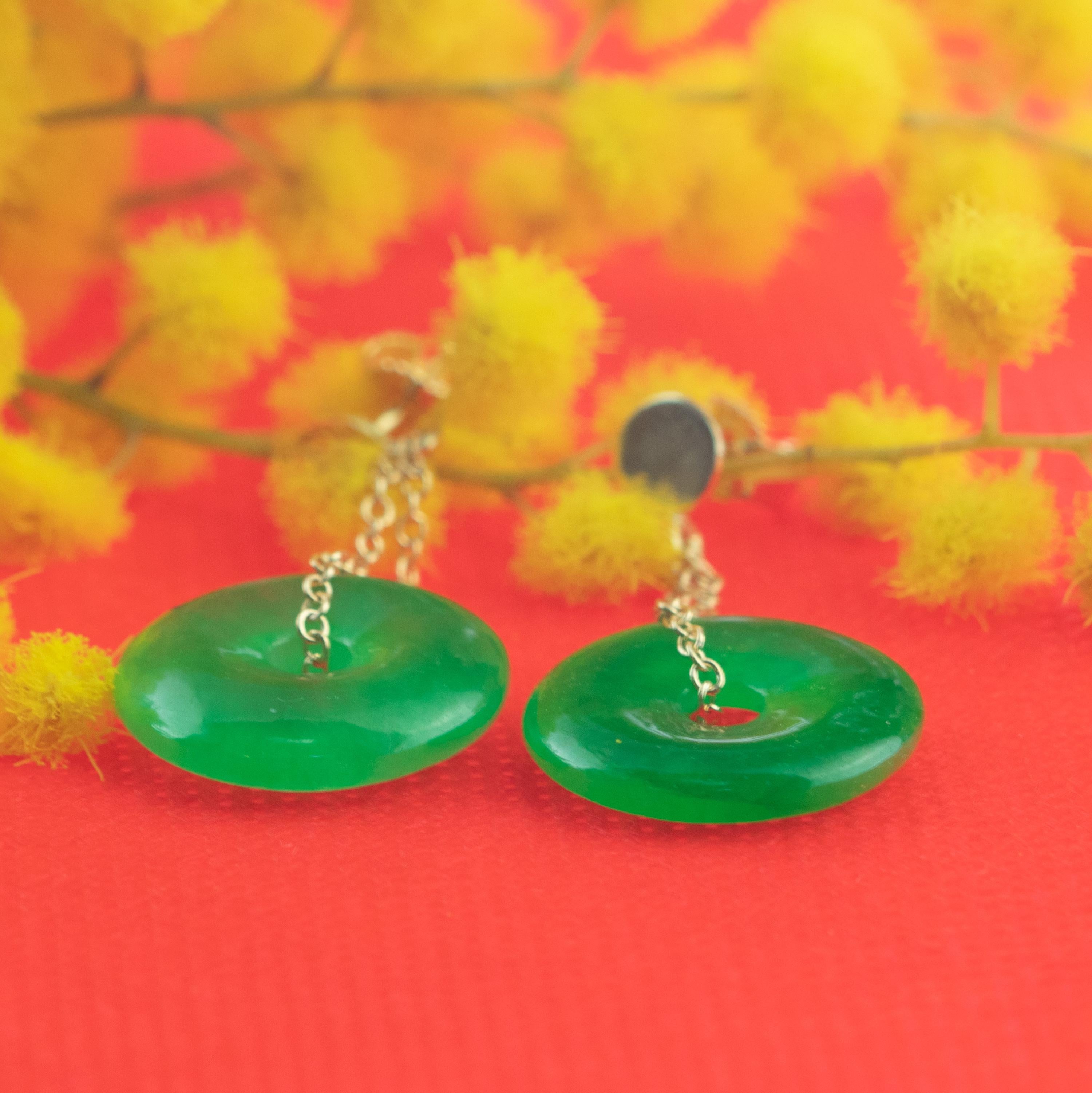 Orecchini fatti a mano in quarzo Greene & Greene, oro 18 carati, a catena, con pendenti da cocktail in vendita 3