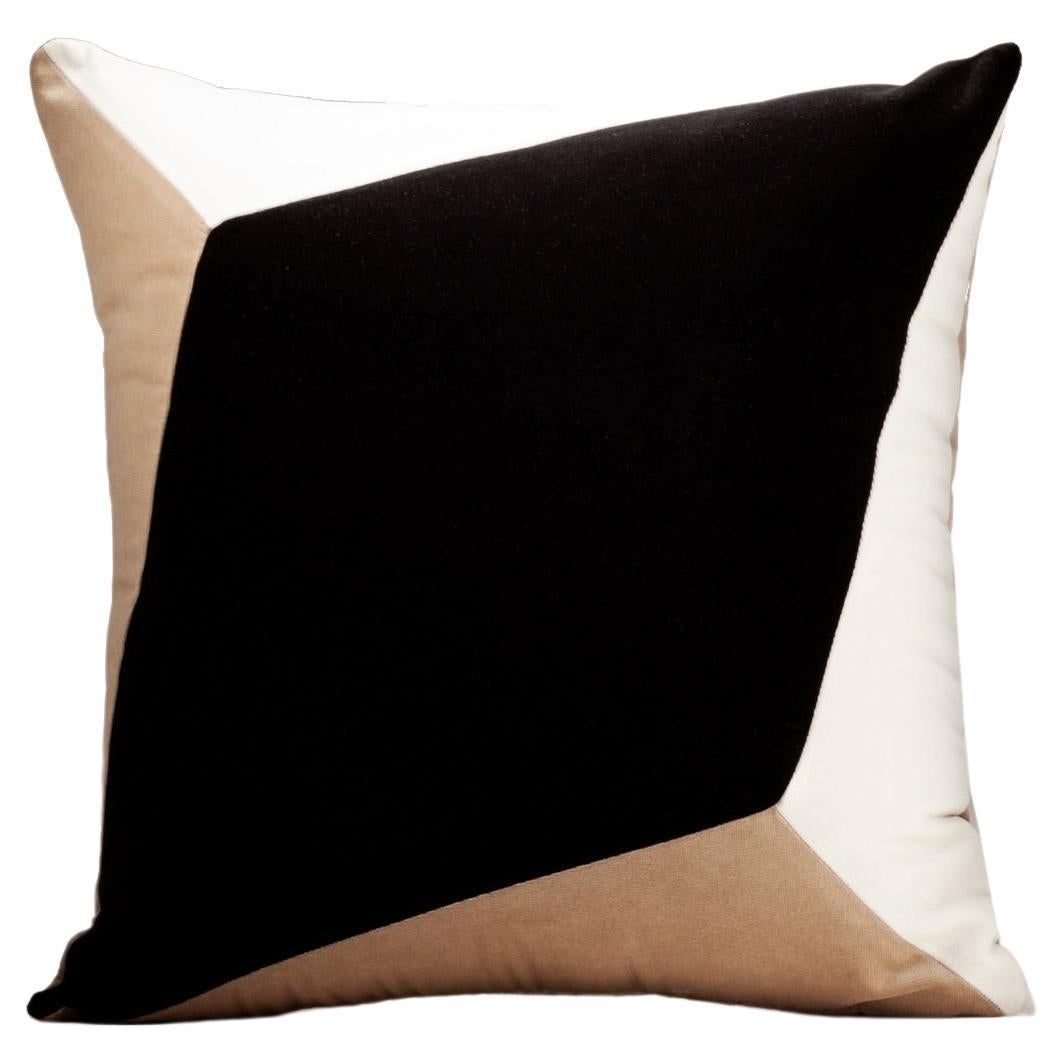 Quartz I Black & White Velvet Deluxe Handmade Decorative Pillow For Sale