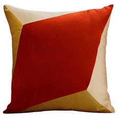Coussin décoratif Deluxe fait main Quartz I rouge brique et jaune bouclé