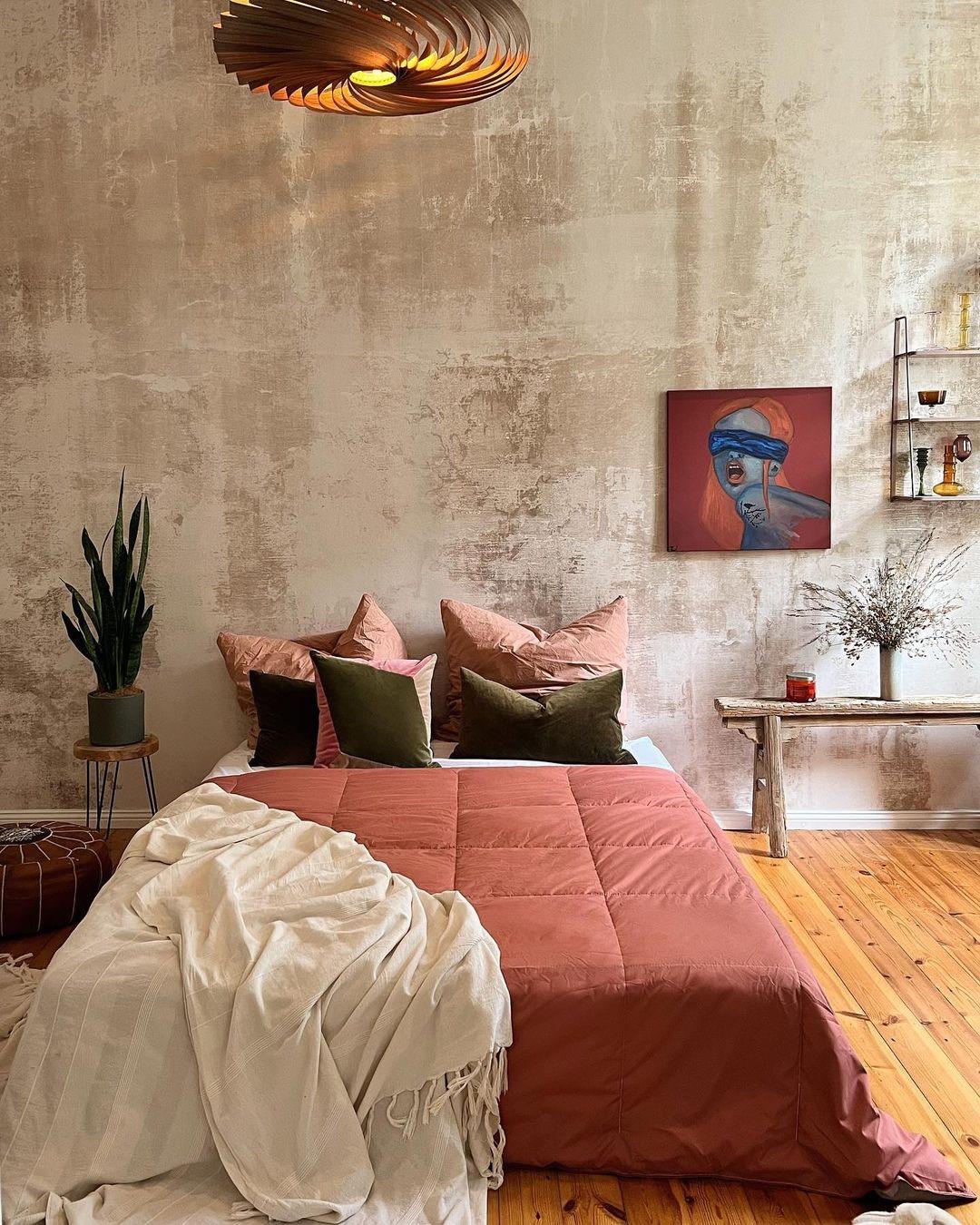 Coton Quartz II Pink & Terracota Velvet Deluxe Handmade Decorative Cushion (Coussin décoratif de luxe fait à la main) en vente