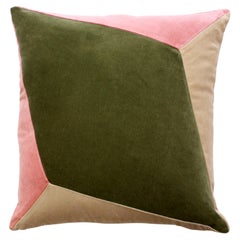 Quartz II Rose & Dry Green Velvet Deluxe Handmade Decorative Pillow